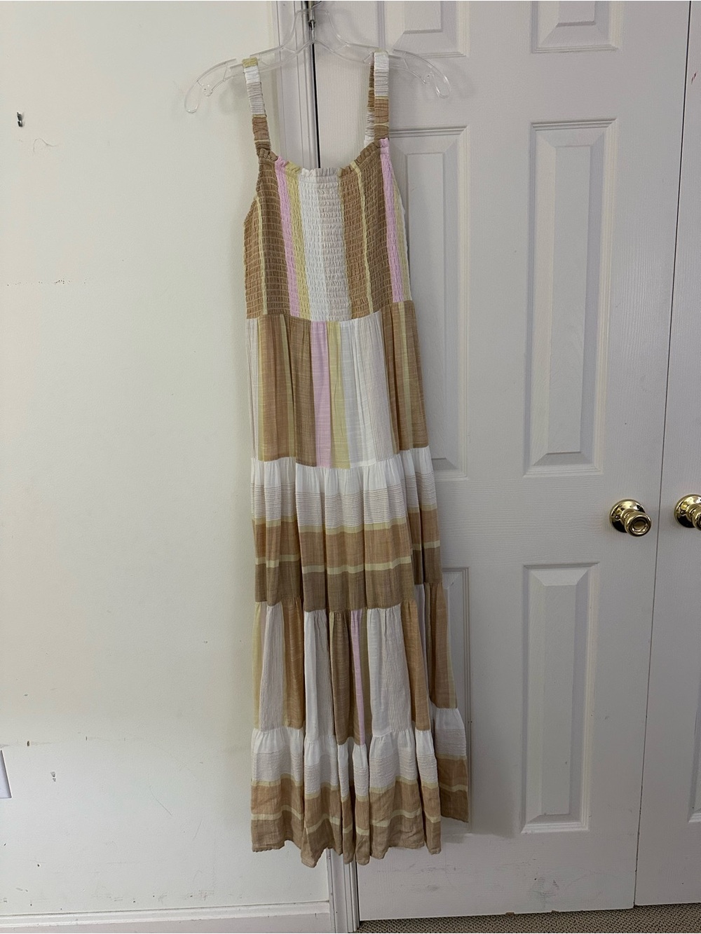 Z Supply Striped Maxi Dress in Tan, White & Light Pink - never worn